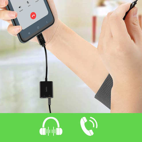 Adaptateur audio USB-C Belkin prenant en charge la fonction micro