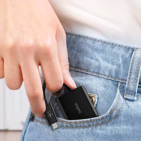 Adaptateur USB-C vers USB-C + Jack 3.5mm compact Belkin Transport facile