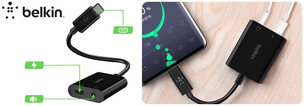 Adaptateur USB-C vers USB-C et Jack 3.5mm femelle Belkin