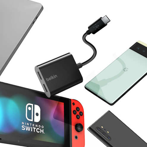 Adaptateur USB-C Vers Dual USB-C Femelle Charge Rapide 60W + Audio, Belkin - Noir 31 Adaptateur USB-C vers Dual USB-C Charge et audio Belkin Large compatibilité