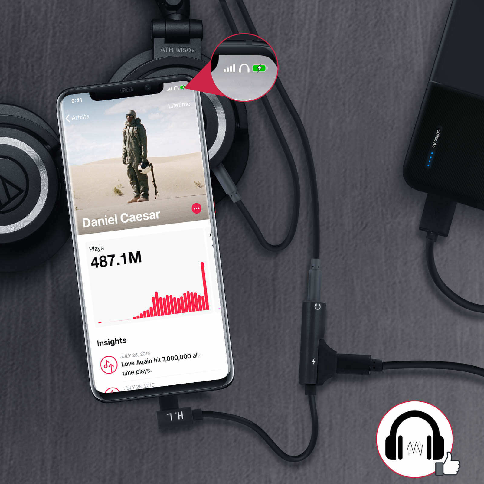 Solution 2 en 1 avec audio et charge