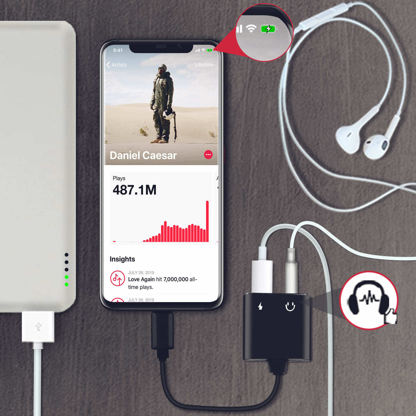 Solution 2 en 1 avec audio et charge