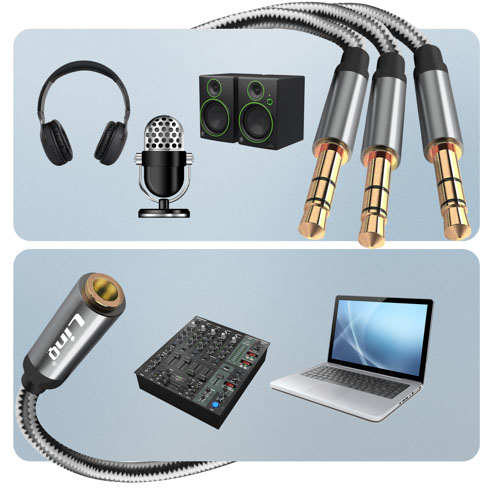 Adaptateur Audio Jack 3.5mm Femelle Vers 3x Jack 3.5mm Mâle, LinQ 24 Alt de l’image