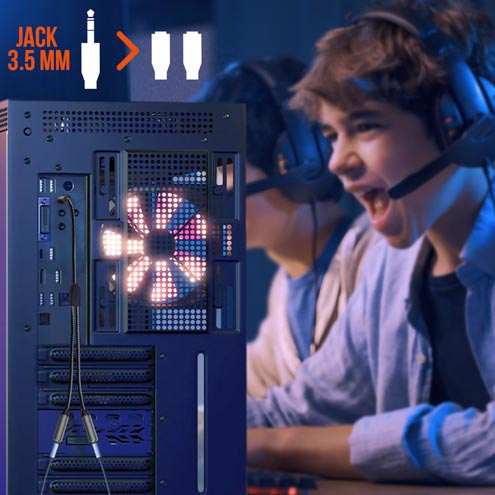 Adaptateur Audio Jack 3.5mm Mâle Vers 2x Jack 3.5mm Femelle, LinQ 21 Adaptateur Audio Jack 3.5mm mâle vers 2x Jack 3.5mm femelle, LinQ