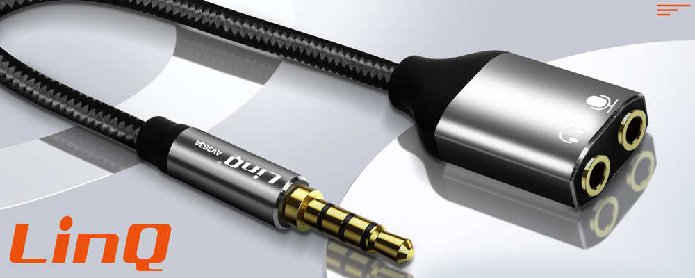 Adaptateur Audio Jack 3.5mm Mâle Vers Double Jack 3.5mm Femelle, Casque + Micro - LinQ 14 Adaptateur Audio Jack 3.5mm Mâle vers Double Jack 3.5mm Femelle, Casque + Micro LinQ