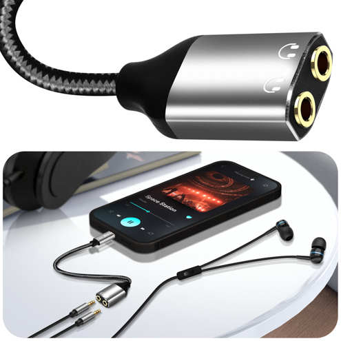 Adaptateur Audio Apple Lightning Mâle Vers Double Jack 3.5mm Femelle Pour Casques - LinQ 27 Adaptateur Audio Lightning LinQ pour transformer un port Lightning en deux ports Jack 3.5mm