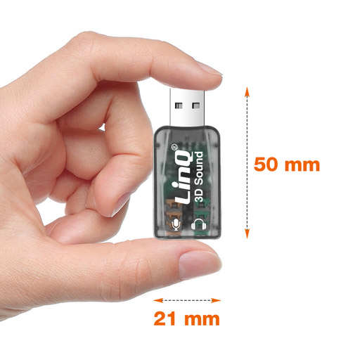 Carte son externe USB vers double Jack 3.5mm LinQ noir Compact