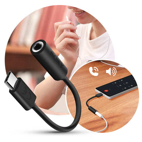 Adaptateur Audio Sony, USB-C vers Jack 3.5mm - Noir