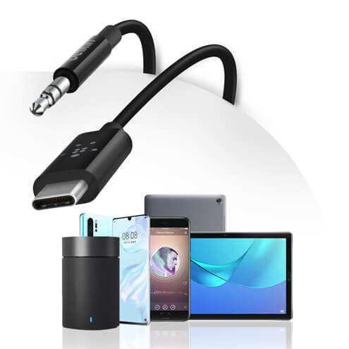Câble Audio USB-C vers Jack 3,5mm Belkin Noir large compatibilité