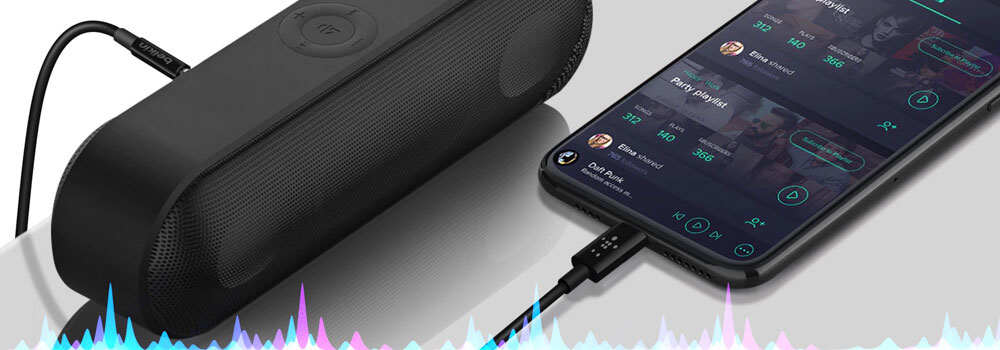 Câble Audio USB-C vers Jack 3,5mm Belkin Noir pour connecter votre smartphone à l'autoradio ou autre système audio