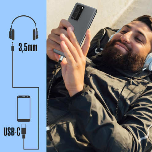 Câble audio 3 en 1 vers Jack / USB-C / Lightning LinQ avec longueur 1.5m