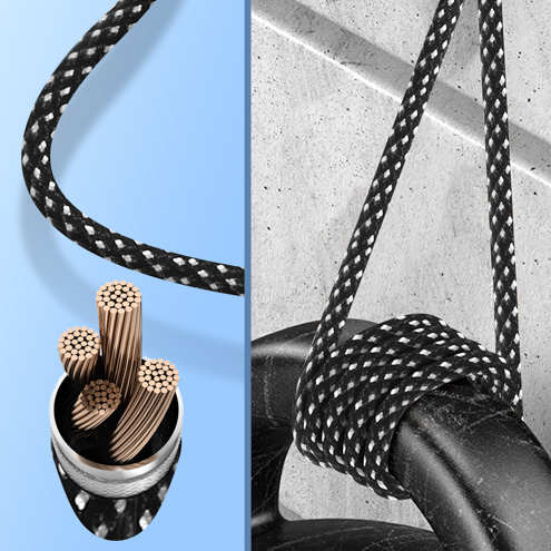 Câble audio 3 en 1 multi-embouts 1.5m LinQ en nylon tressé durable