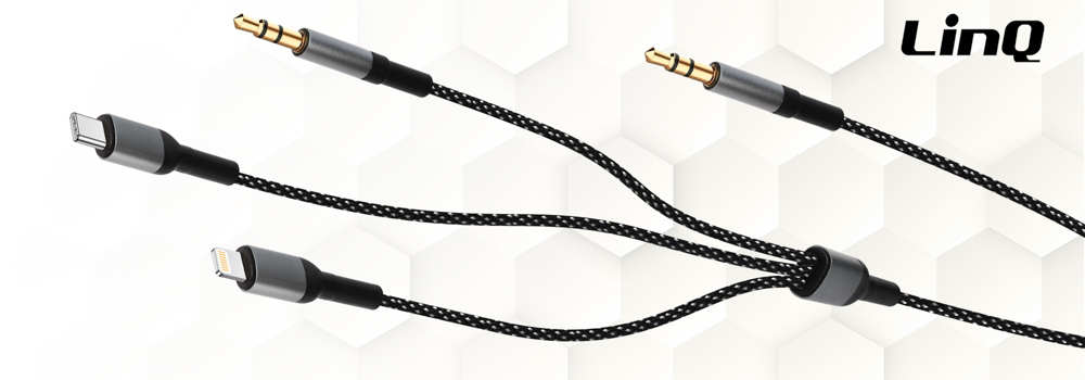 Câble audio 3 en 1 Jack 3.5mm / USB-C / Lightning vers Jack 3.5mm, 1.5m LinQ
