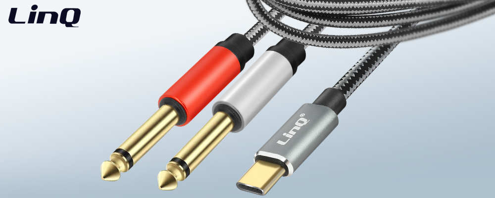 Câble Audio / Splitter USB-C Vers 2x Jack 6.35mm Mâle Nylon Tressé 1.5m, LinQ - Gris 20 La solution idéale pour élargir les capacités audio de votre appareil