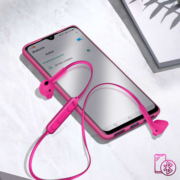 Écouteurs Filaire Bluetooth Defunc, Contour Oreille Télécommande Microphone, Autonomie 5h - Rose 26 Ecouteurs Bluetooth Defunc rose connexion Bluetooth