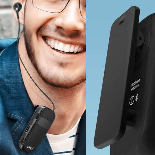 Oreillette Bluetooth Intra-auriculaires, Autonomie 10 Heures Avec Câble Rétractable, LinQ R8344 - Noir 27 Oreillette Bluetooth LinQ R8344 Noir au Clip de fixation