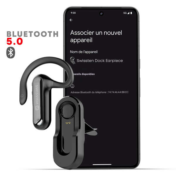 Oreillette Bluetooth Noire - Swissten Dock Earpiece