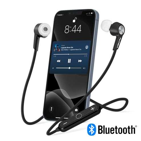 Écouteurs Bluetooth Intra-auriculaires Akashi noir assurant une connexion rapide et stable