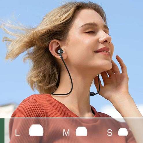 Écouteurs Bluetooth Audio HD Akashi noir avec 3 embouts de tailles différentes