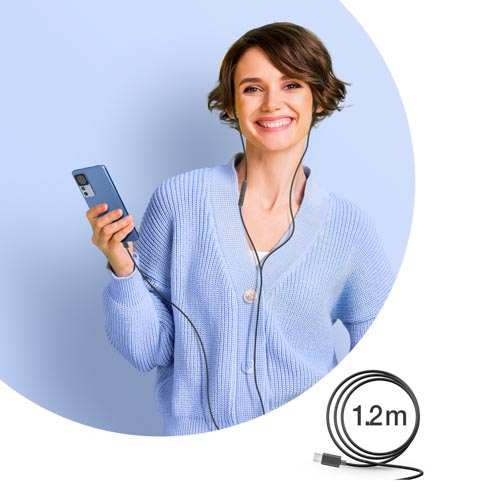 Écouteurs filaires BigBen, Type USB-C avec Kit Main Libre - Noir