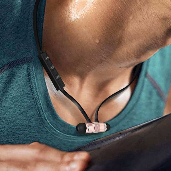 Écouteurs Bluetooth Stéréo Avec Télécommande, Anti Noeuds - Noir / Rose Gold 25 Écouteurs Sport noir et rose gold Résistant à la transpiration