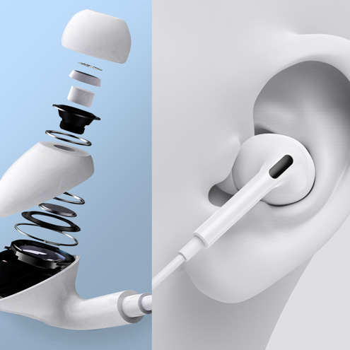 Écouteurs Force Play Jack 3.5mm, Garantie à Vie Et 100% Matériaux Recyclés - Blanc 28 Écouteurs Filaires Jack 3.5mm Garantie à vie Force Play avec Embouts intra-auriculaires