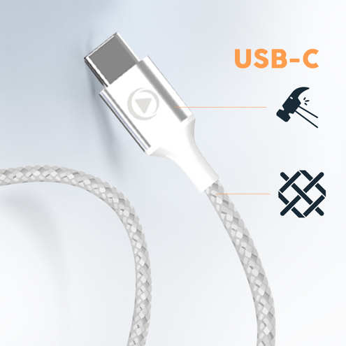 Écouteurs USB-C nylon tressé Force Play avec conception renforcée