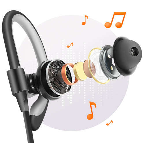 Écouteurs Bluetooth Sport LinQ Noir, Portée 40m - Tour De Cou 21 Écouteurs Bluetooth Sport LinQ Noir, Portée 40m - Tour de cou