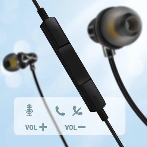 Écouteurs Lightning Microphone Boutons de contrôle LinQ, Noir