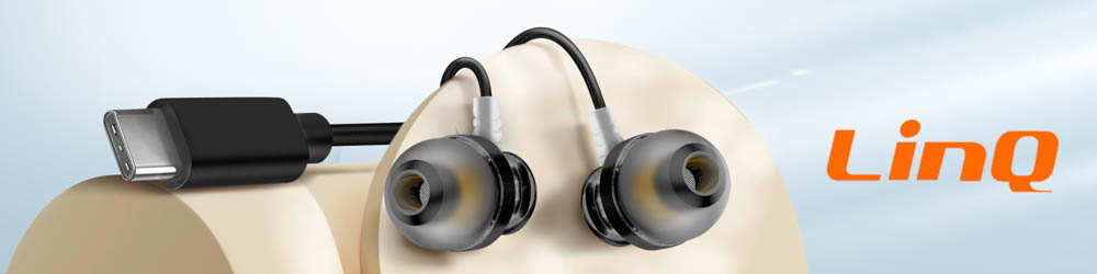 Écouteurs Filaires USB C Microphone LinQ, Noir