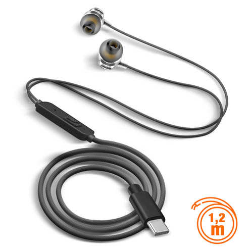 Écouteurs Filaires Intra-auriculaires + Microphone Argent, LinQ