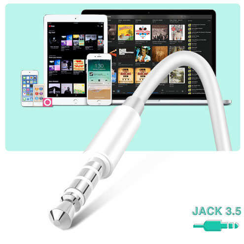 Écouteurs Kit Mains Libres Blanc Avec Télécommande + Micro Spécial Apple 24 Écouteurs filaires Compatible avec tout appareil doté d'un port audio Jack 3.5mm