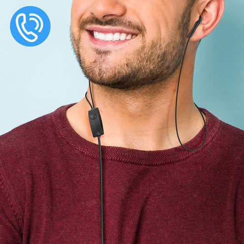 Écouteurs Filaires 3.5mm d'origine Samsung Service Pack Noir - Microphone et bouton intégrés