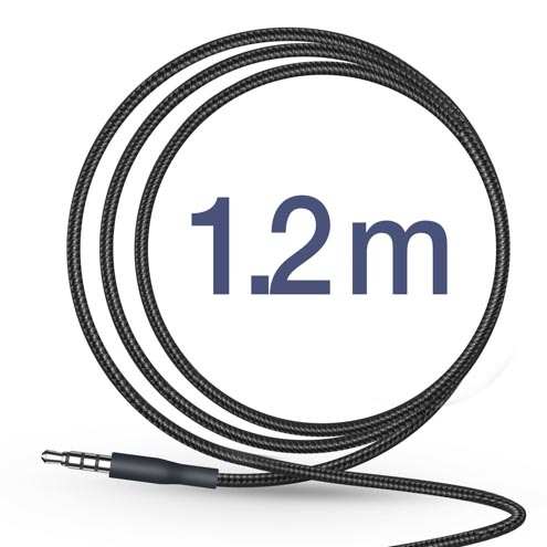 Écouteurs Kit Mains Libres Jack 3.5mm d'Origine Samsung Noir avec Câble en tissu anti-nœud