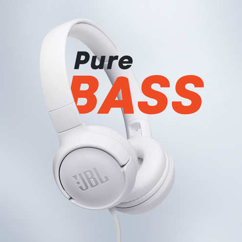 Casque Filaire JBL, Son Pure Bass Et Bouton De Commande, Tune 500 - Blanc 25 Casque audio JBL Tune 500 Haut-parleurs 32mm avec Son Pure Bass