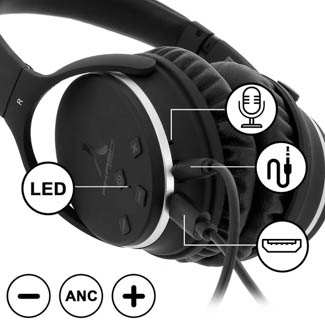 Casque Bluetooth + Filaire Pliable, à Réduction De Bruit, 30h D'Autonomie Akashi - Noir 26 Casque Sans Fil Bluetooth Filaire Pliable Noir Akashi avec Boutons de contrôle