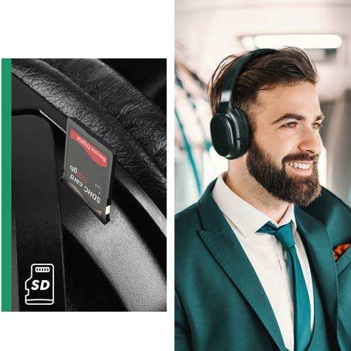 Casque écologique Akashi doté d'un emplacement carte micro-SD et fonction Radio FM