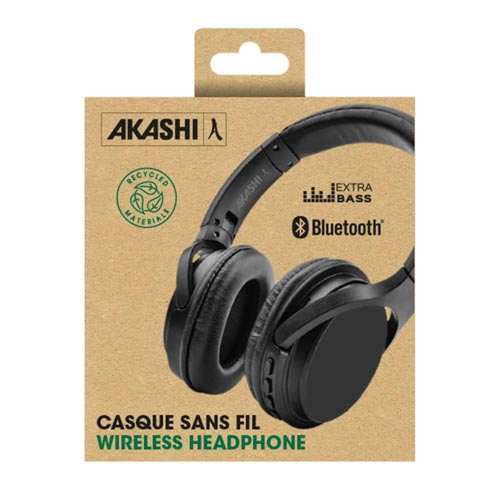 Casque sans-fil Bluetooth Akashi éco-conçu avec de plastique biodégradable
