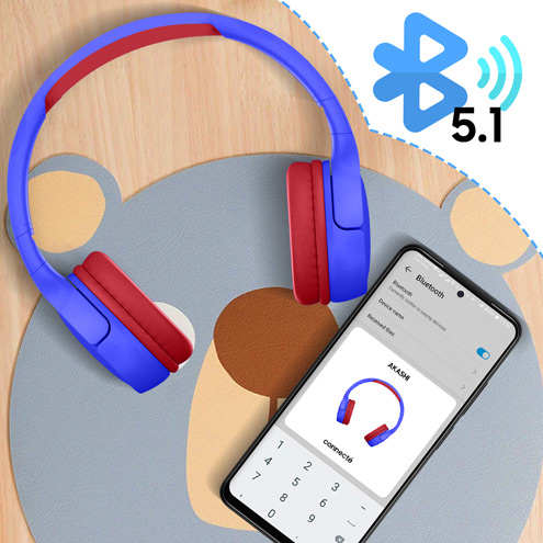 Casque Sans Fil Bluetooth Akashi Bleu / Rouge version 5.1