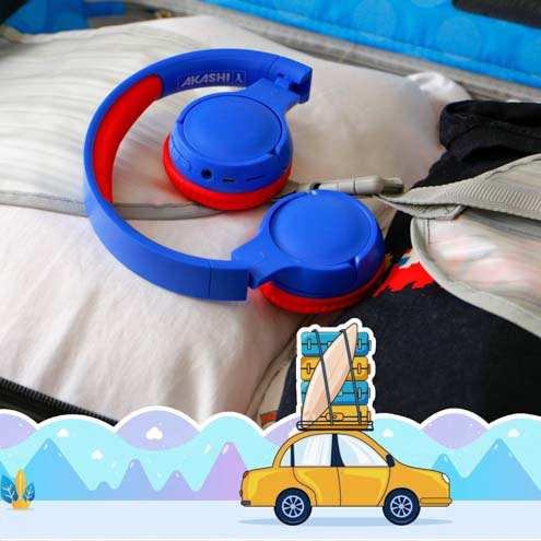 Casque Sans Fil Bluetooth Akashi Bleu / Rouge design pliable