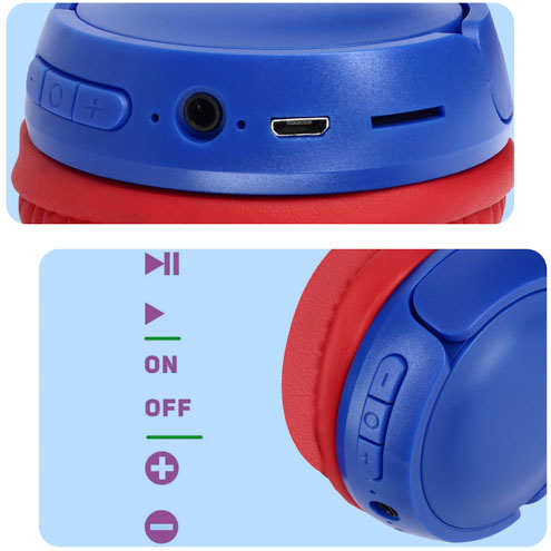 Casque Sans Fil Bluetooth Akashi Bleu / Rouge boutons de commande