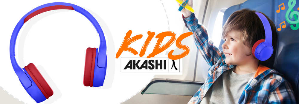Casque Bluetooth 5.1 pour Enfant, Micro + Entrée Micro-SD, Autonomie 8h, Akashi - Bleu / Rouge