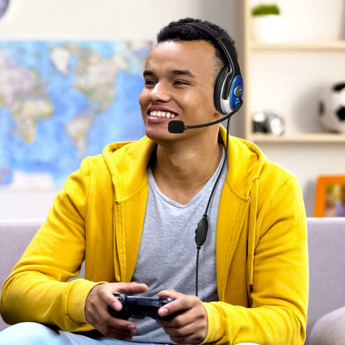 Micro-casque double jack PC LinQ noir pour vos jeux vidéos