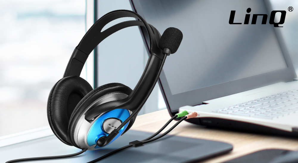 Micro-casque PC double jack Noir LinQ