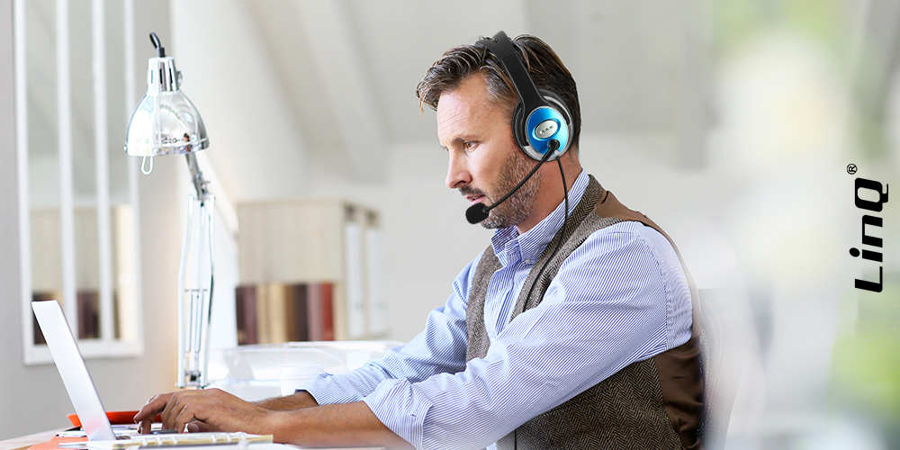 Casque audio double jack Linq noir avec design confortable