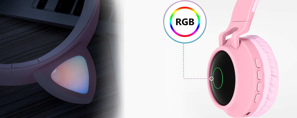 Casque Audio Bluetooth 5.0 Design Oreilles De Chat - Rose 28 Design fun et original