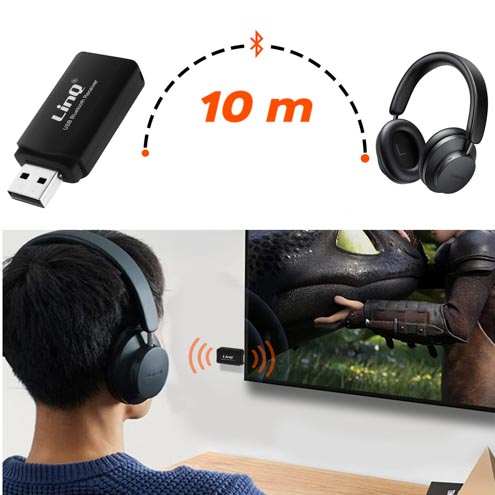 Transmetteur audio sans-fil LinQ Technologie Bluetooth 2.1+EDR avec une portée 10 mètres