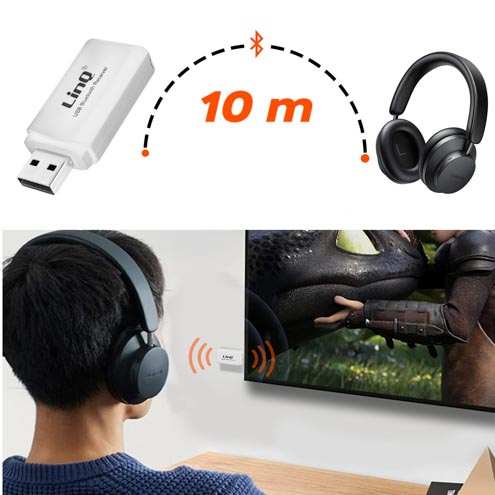 Transmetteur audio sans-fil LinQ Technologie Bluetooth 2.1+EDR avec une portée 10 mètres