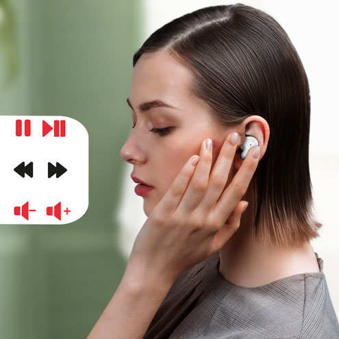 Écouteurs Bluetooth Minipods Swissten blanc avec Commande tactile pour gérer les appels et musiques