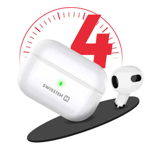 Écouteurs Bluetooth Swissten Minipods blanc Autonomie 4h